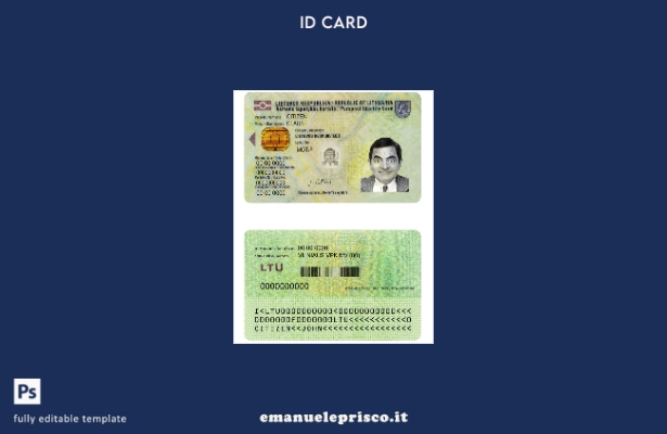modello di documento d'identità lituano in stile verificato